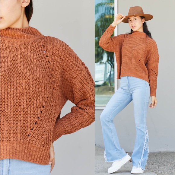 High Neck Detail Long Sleeve Sweater - Picture 2 of 3